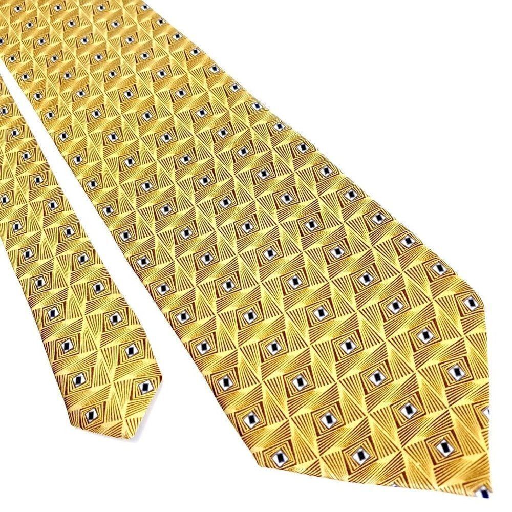‎Stafford Yellow Silk Tie Woven Geometric